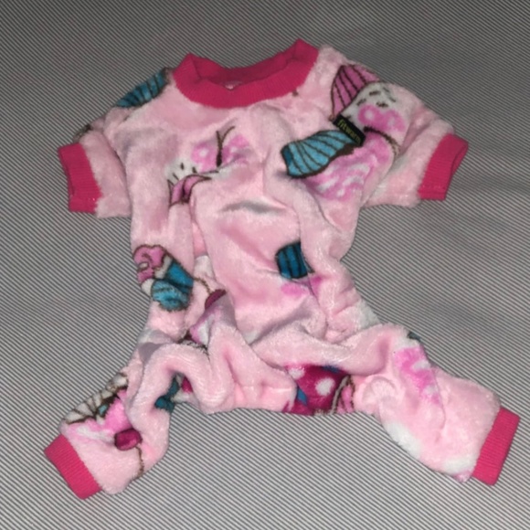 Small pink, plush cupcake dog onesie - Picture 1 of 1